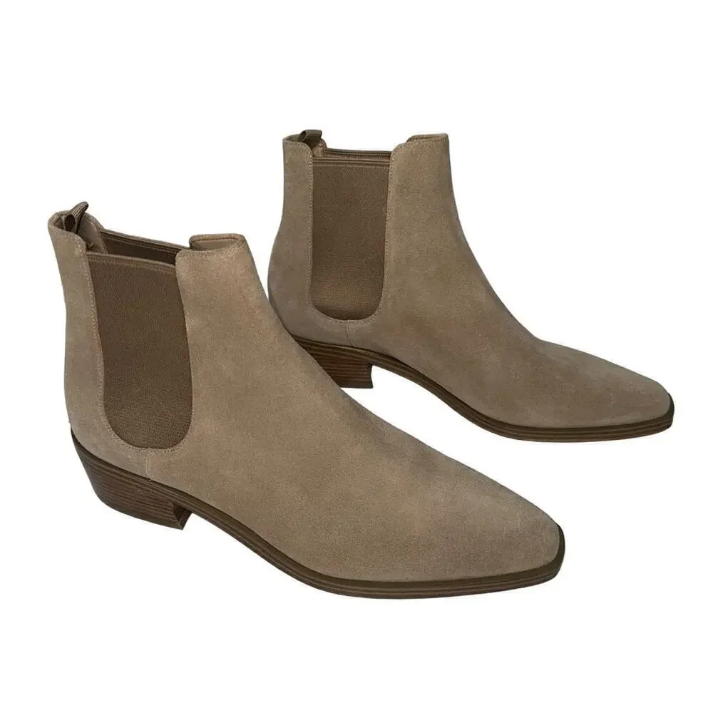 Michael Kors Lottie Suede Leather Ankle Booties Tan/Neutral Size 9M Pull On